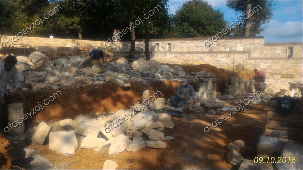 Taş duvar uygulamasından