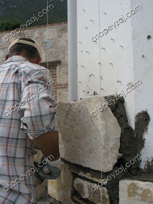 Taş duvar Bina Cephe kaplama uygulaması